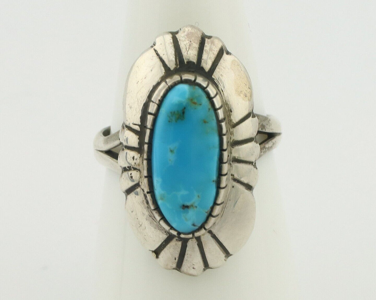 Navajo Ring 925 Silver Natural Blue Turquoise Artist Signed M Montoya C.80's