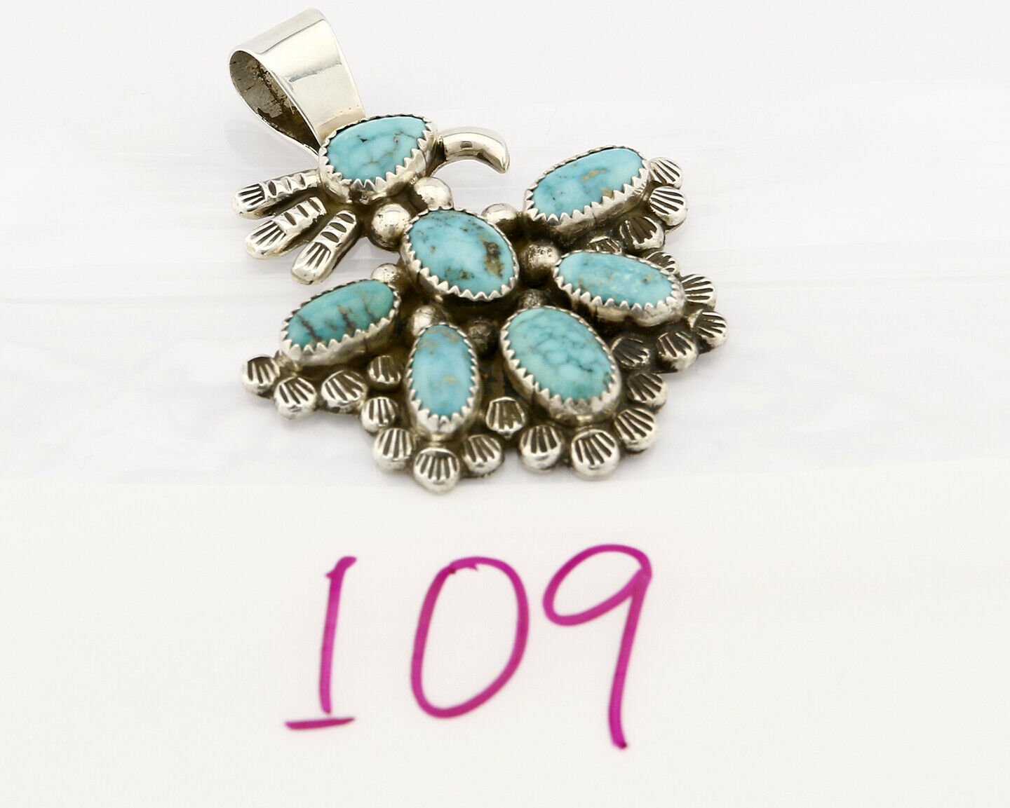 Navajo Signed "DS" Dorothy Secatero .925 Silver Thunderbird Pendant