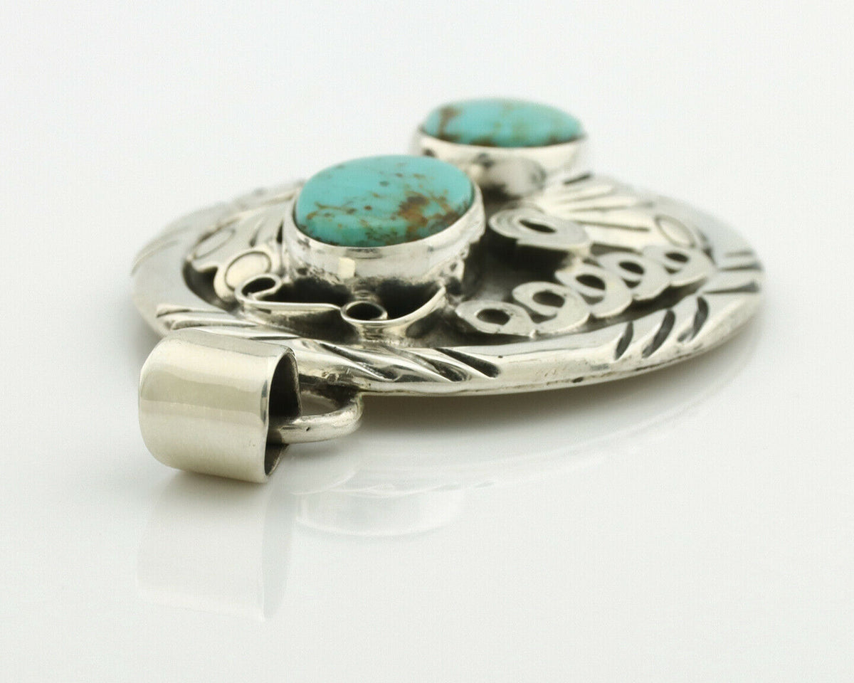Navajo Necklace .925 Silver Kingman Turquoise Native American C.80's