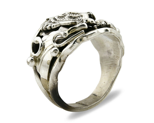 Navajo Eagle Ring .925 SOLID Silver Handmade Signed Artist S Circa 1980's