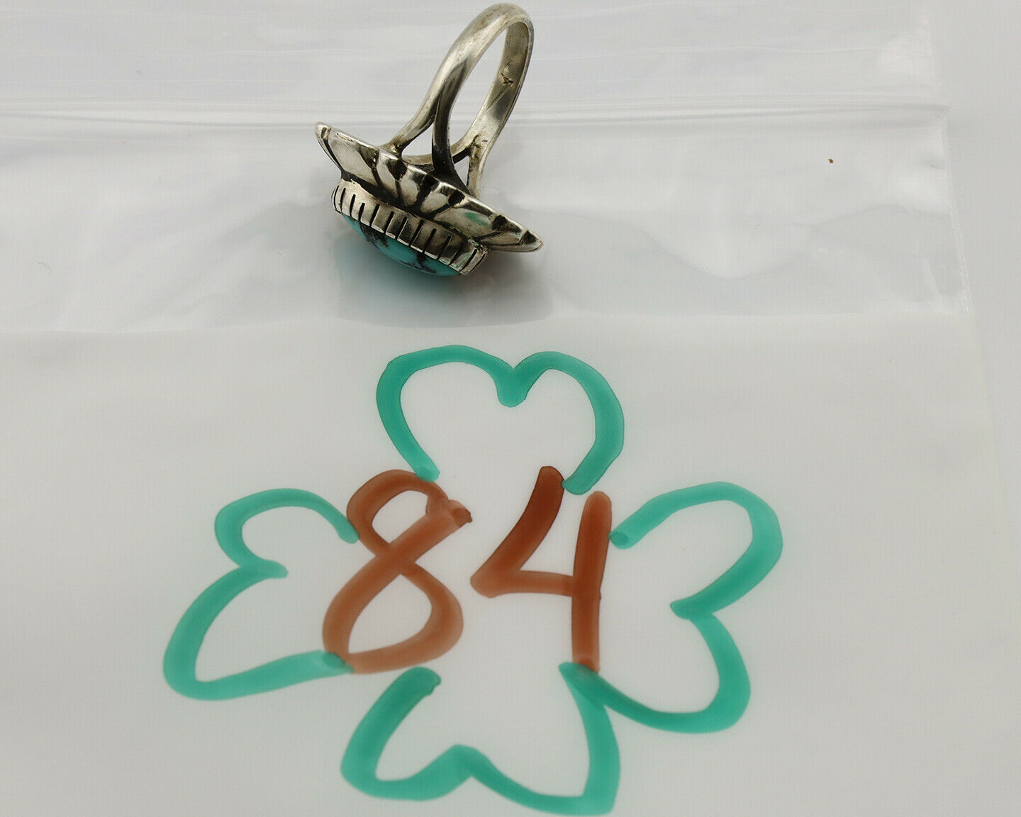Navajo Ring .925 Silver Arizona Turquoise Signed M Montoya C.80's