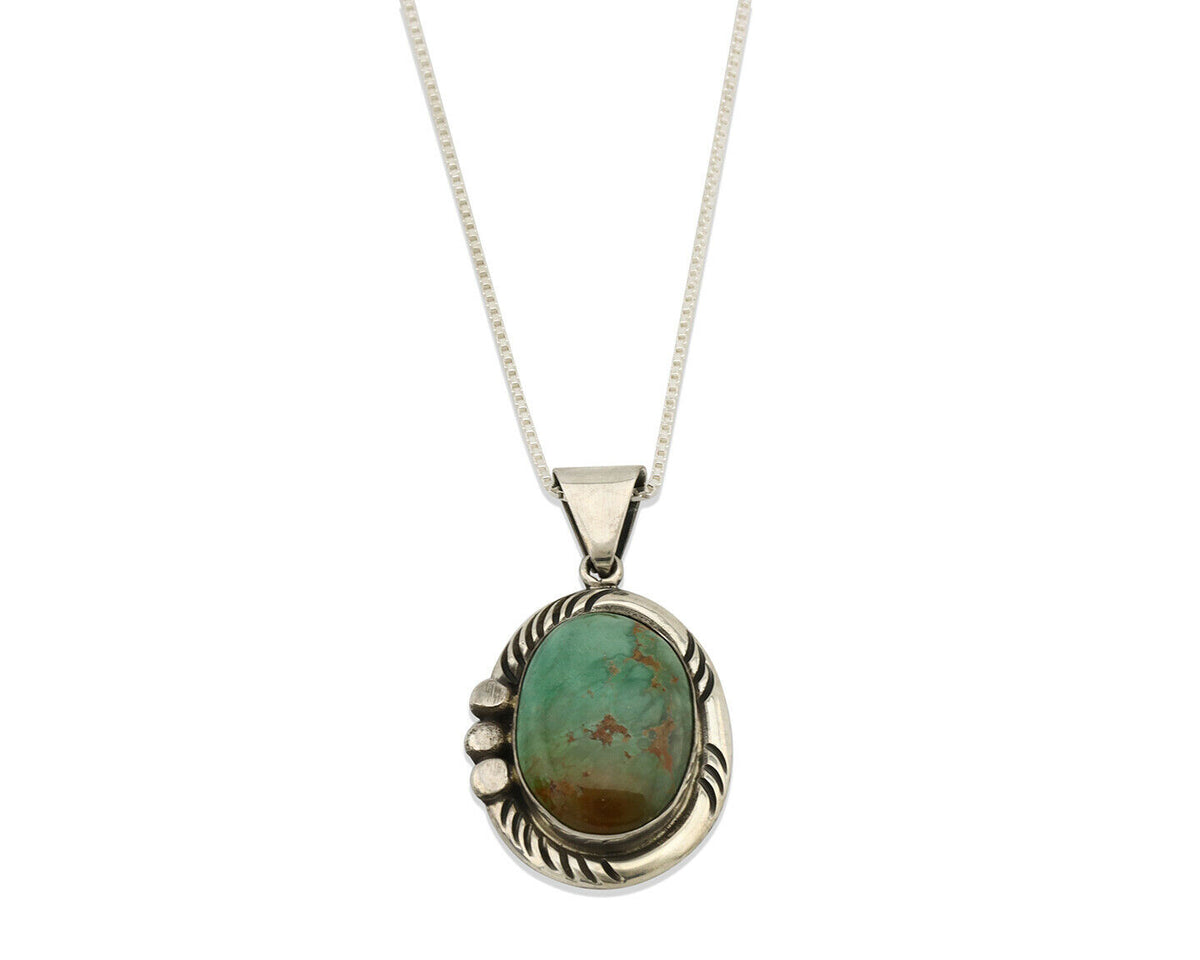 Navajo Necklace .925 Silver Kingman Turquoise Signed Sun C.1980's