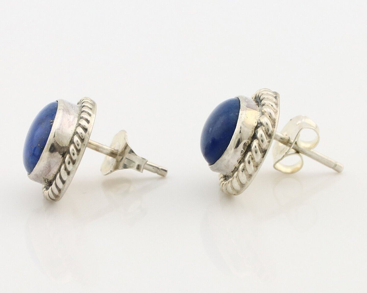Navajo Earrings 925 Silver Natural Mined Lapis Native American Artist C80s