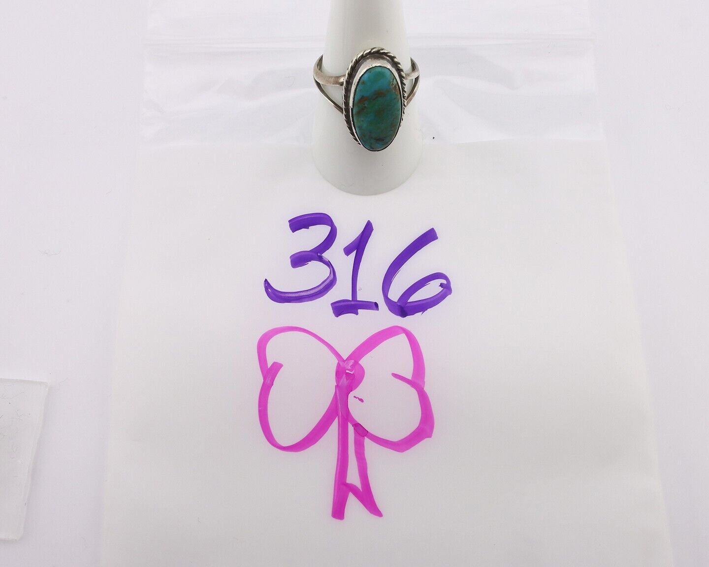Navajo Handmade Ring 925 Silver Kingman Turquoise Native Artist C.80's