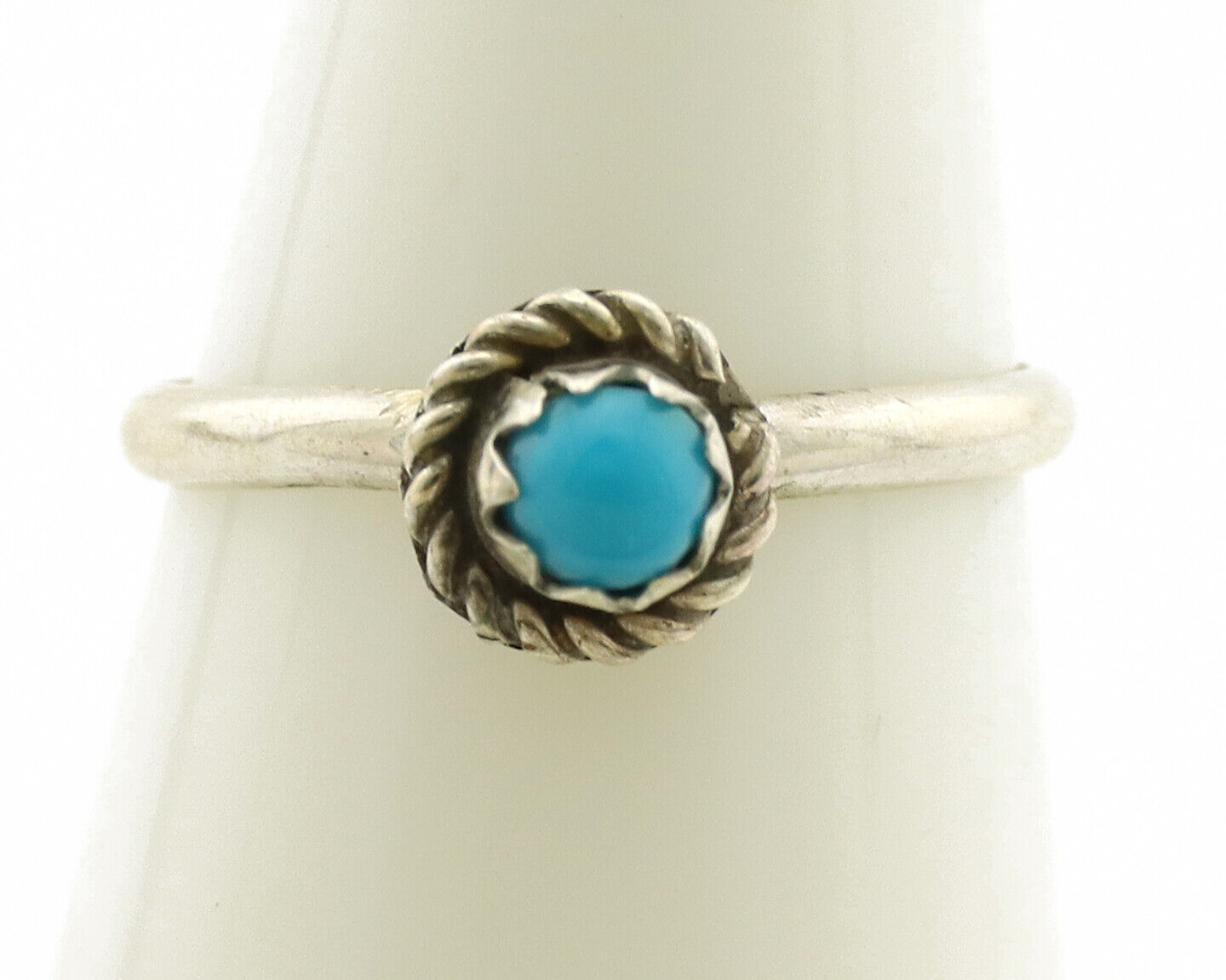 Navajo Ring .925 Silver Blue Turquoise Size 2.75 Native Artist C.1980s