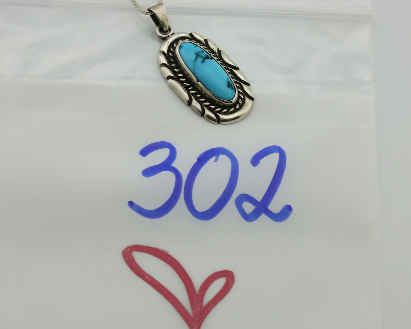 Navajo Necklace 925 Silver Sleeping Beauty Turquoise Signed M Montoya C.80's