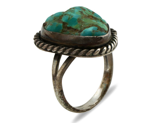 Navajo Ring 925 Silver Seafoam Turquoise Native American Artist C.1980's