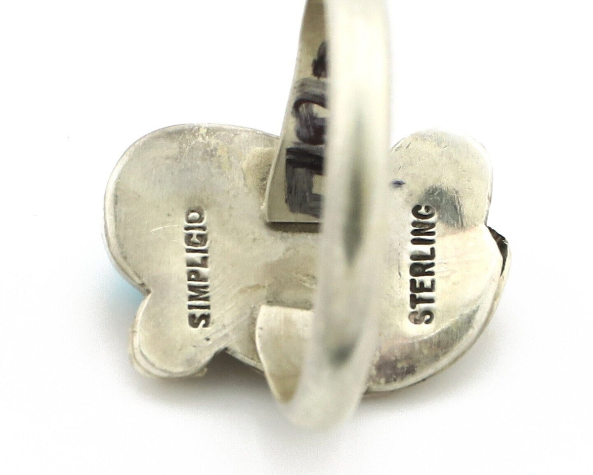 Zuni Ring 925 Silver Natural Mined Blue Turquoise Artist Signed Simplicio C.80's