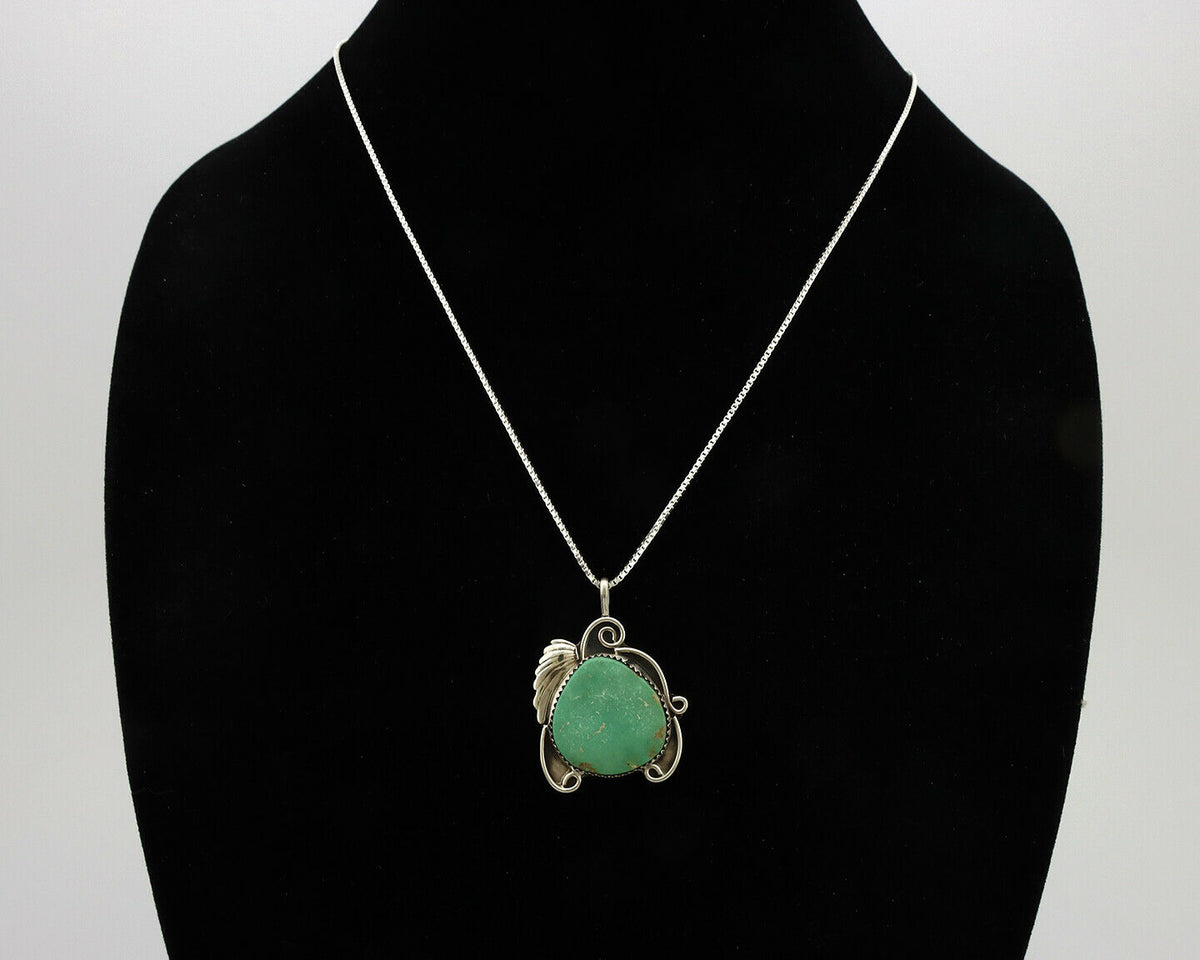 Navajo Necklace .925 Silver Kingman Turquoise Native Artist C.1980's