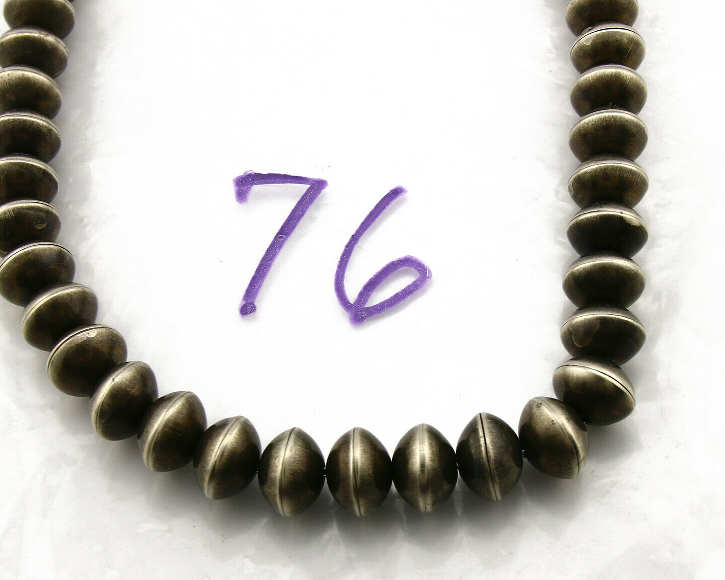 Women's Navajo Bead Necklace .925 Silver Signed Artist Dine Handmade C.80's