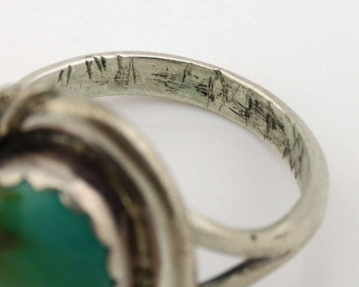 Navajo Ring .925 Silver Kingman Turquoise Native American Artist C.1980's