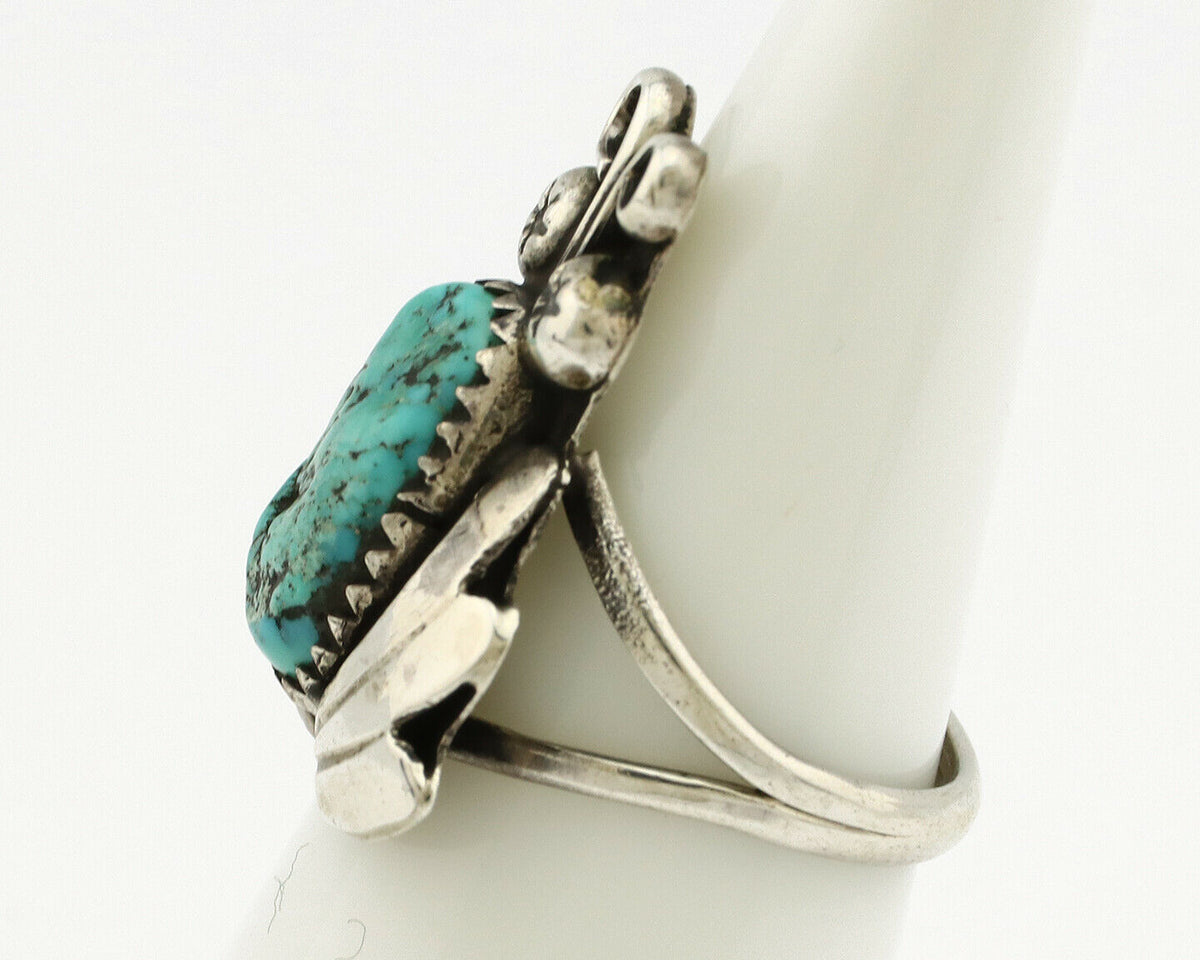 Navajo Ring .925 Silver Sleeping Beauty Turquoise Native Artist C.1980's