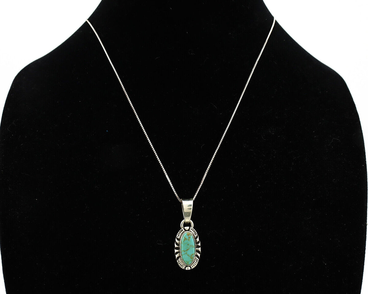 Navajo Necklace 925 Silver Kingman Turquoise Artist Signed Gecko C.80's