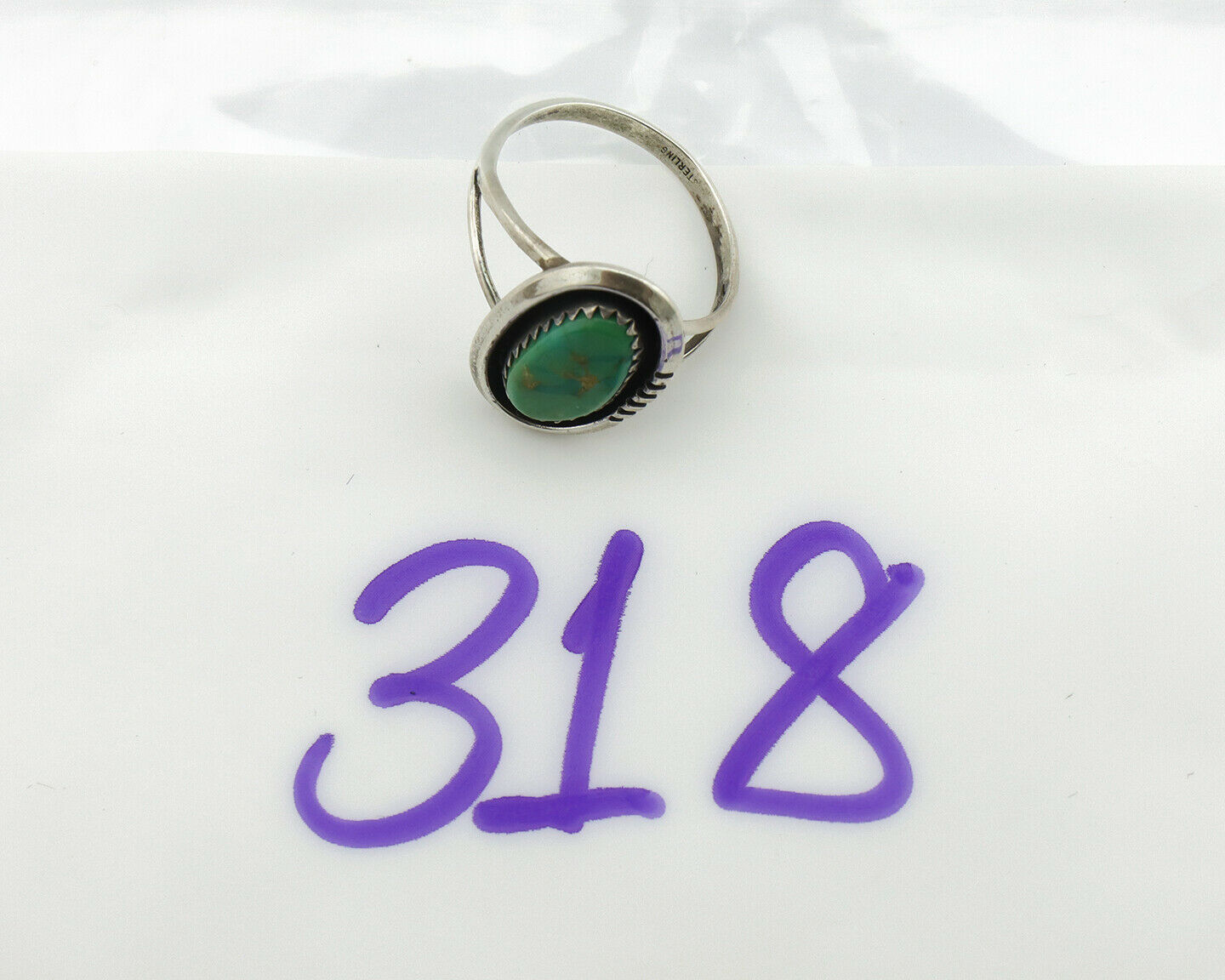 Navajo Ring .925 Silver Green Turquoise Native American Artist Handmade C.80's