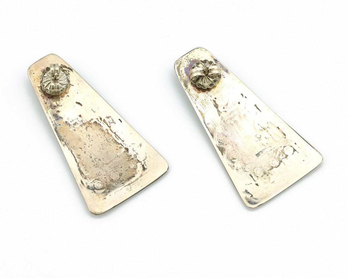 Navajo Turquoise Earrings 925 Silver Handmade Native American Artist C.80's #306