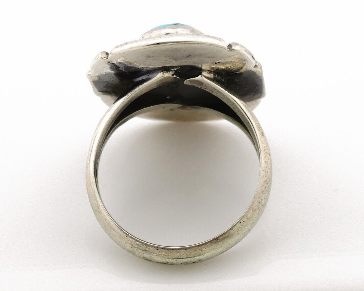 Navajo Ring .925 Silver Sleeping Beauty Turquoise Artist Signed M Montoya C.80's