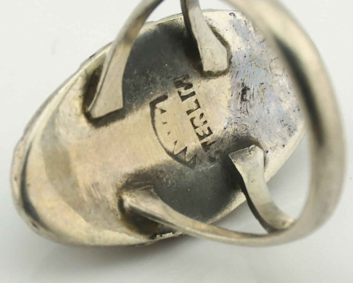 Navajo Ring .925 Silver Natural Turquoise Artist Signed Native American C.80's