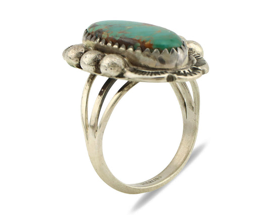 Navajo Ring .925 Silver Kingman Turquoise Artist Signed A C.1980's