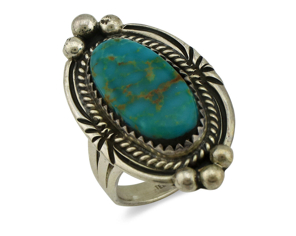 Navajo Ring 925 Silver Southwest Blue Turquoise Artist Signed Begay C.80's