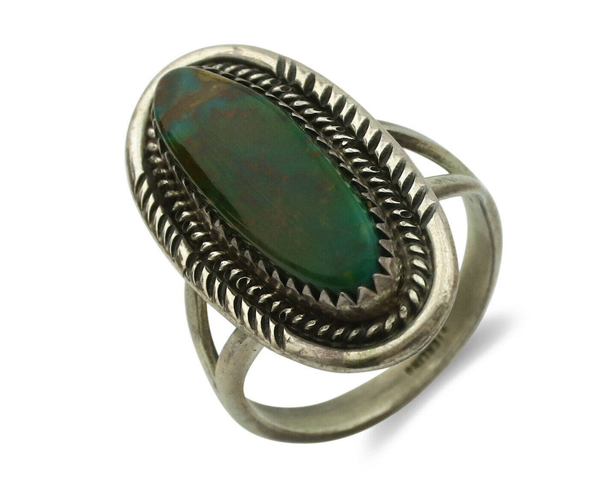 Navajo Ring .925 Silver Nevada Turquoise Signed M Begay C.1980's