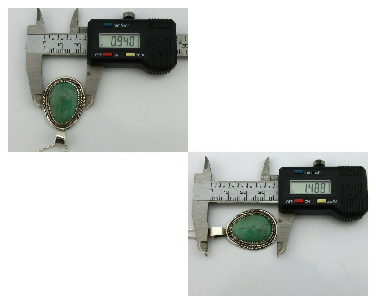 Navajo Pendant .925 Silver Kingman Turquoise Artist Signed AB C.80's