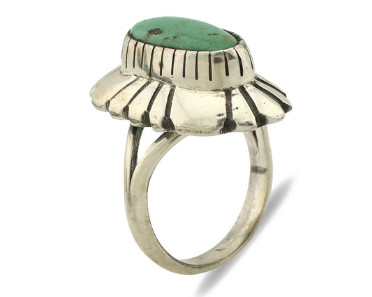 Navajo Ring .925 Silver Natural Mined Turquoise Artist Signed M Montoya C.80's