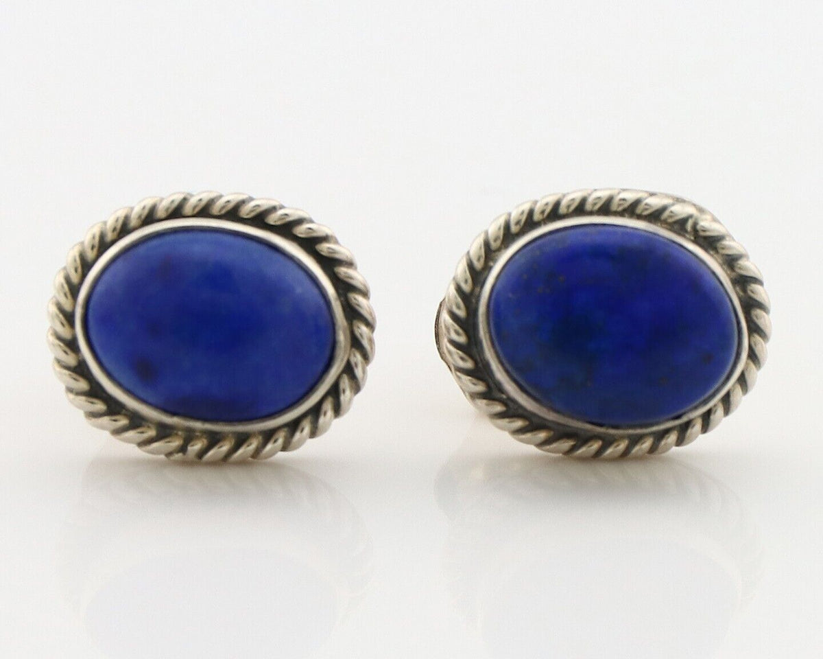 Navajo Earrings 925 Silver Natural Mined Lapis Native American Artist C80s