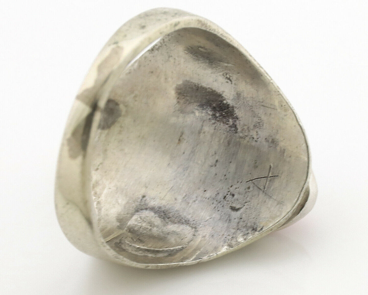 Zuni Ring .925 Silver Natural Turquoise & Coral Native American Artist C.1980's