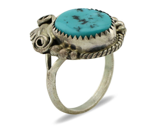 Navajo Ring .925 Silver Sleeping Beauty Turquoise Native Artist C.80's