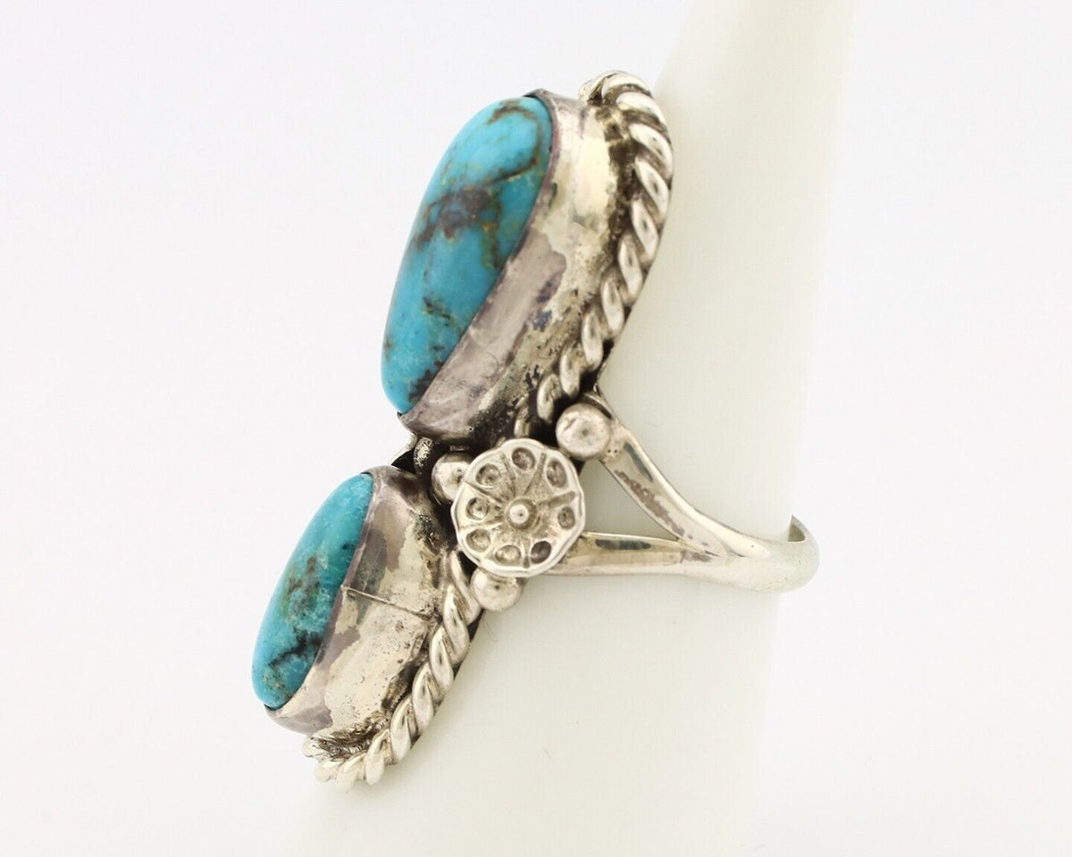 Navajo Handmade Ring 925 Silver Natural Blue Turquoise Native American C.80's