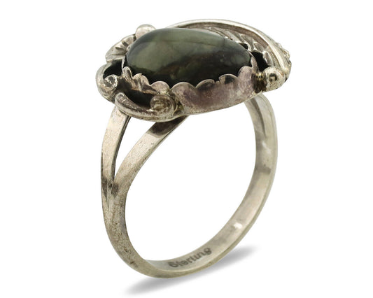 Navajo Ring .925 Silver Damale Turquoise Handmade Native American Artist C.1980s