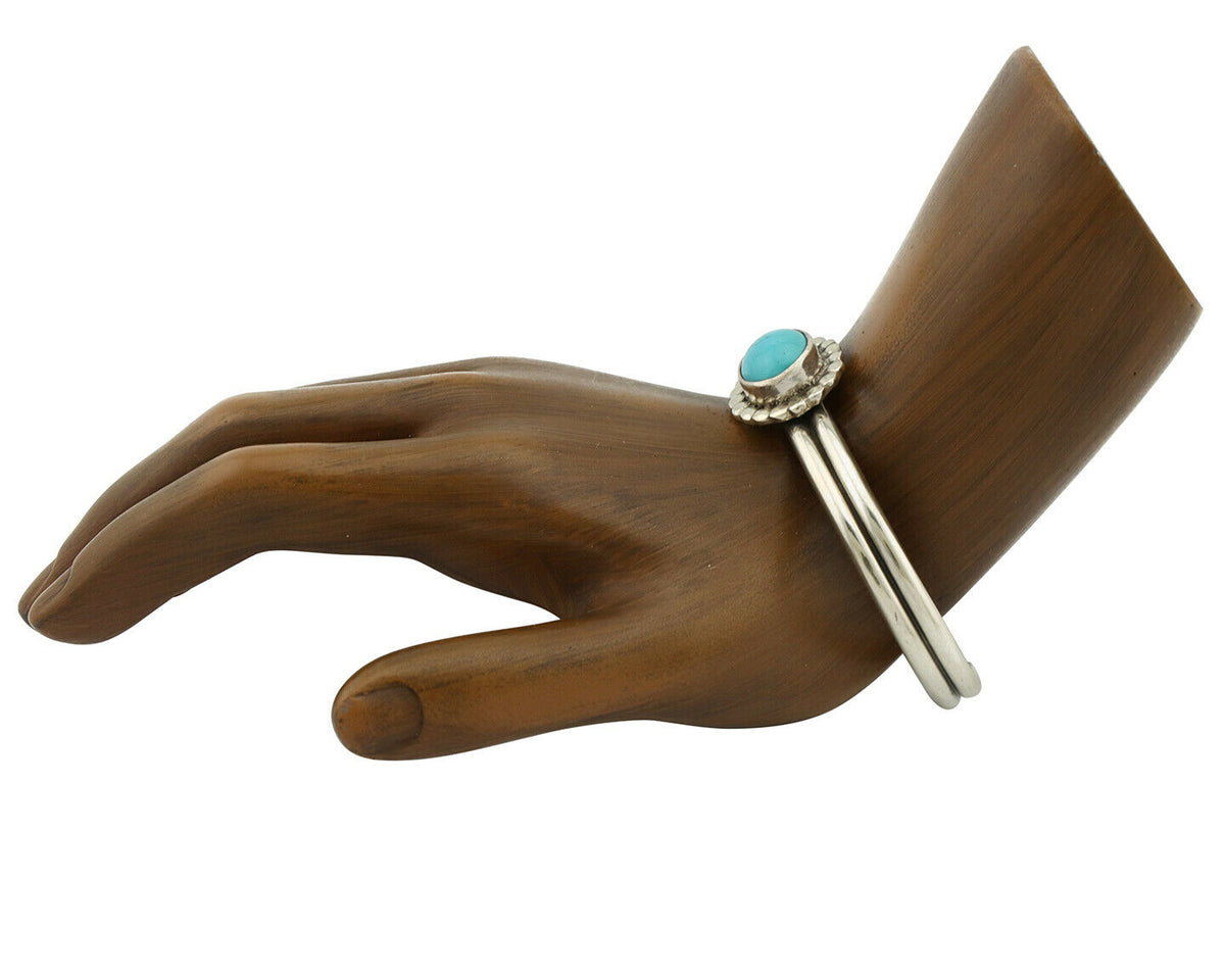 Navajo Bracelet .925 Silver Sleeping Beauty Turquoise Native American C.90's