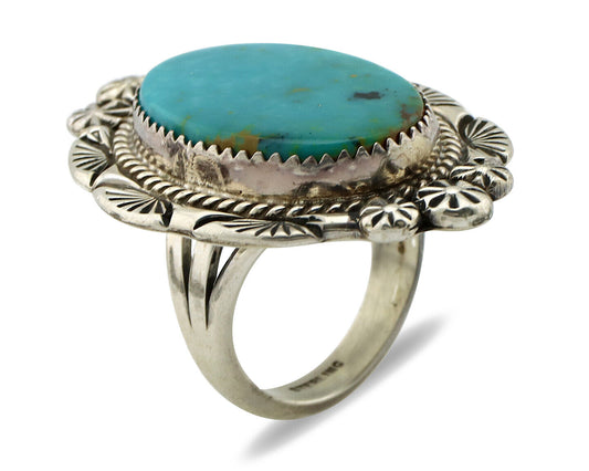 Navajo Ring 925 Silver Turquoise Mountain Artist Signed M Begay C.80's