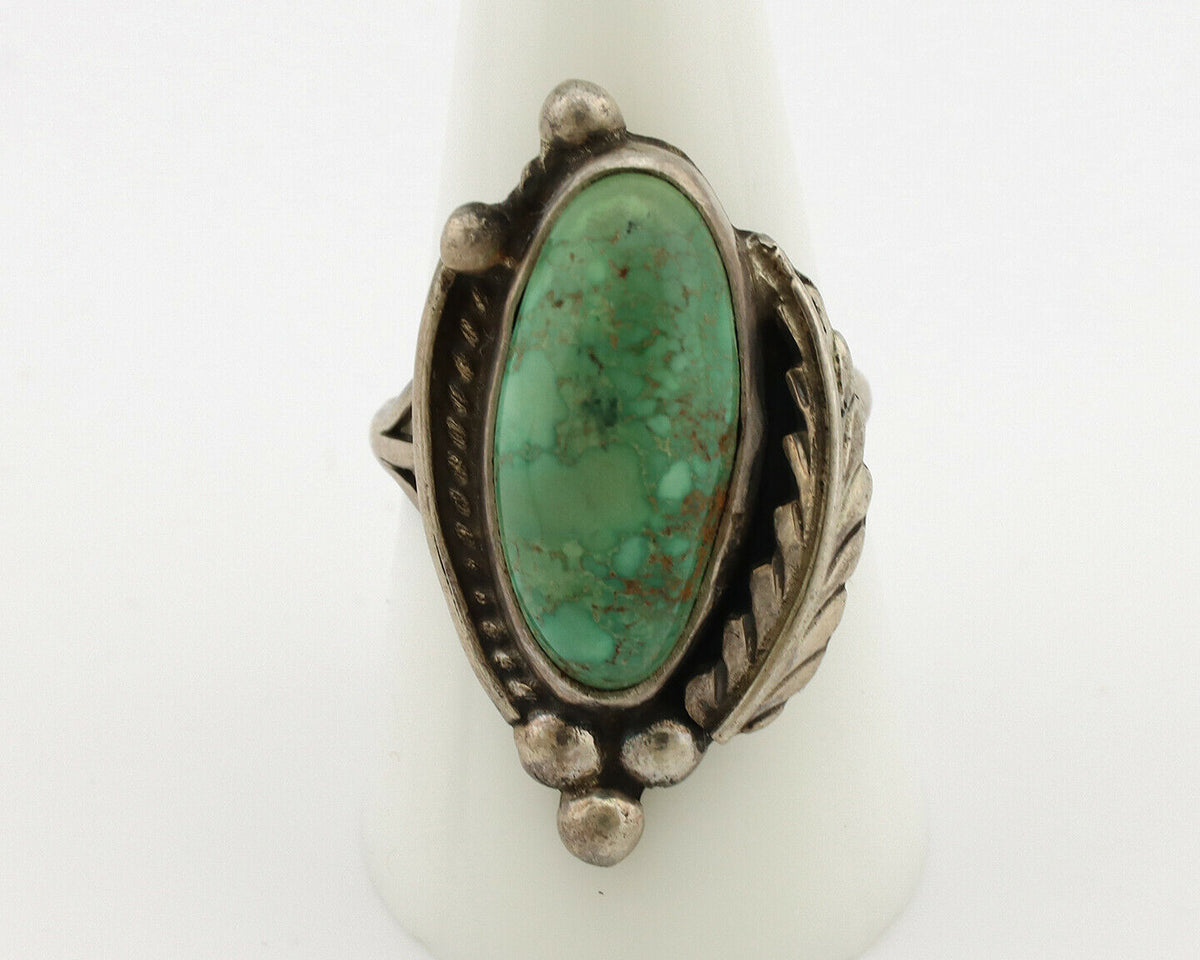 Navajo Ring .925 Silver Manassas Turquoise Signed Native Artist C.80's