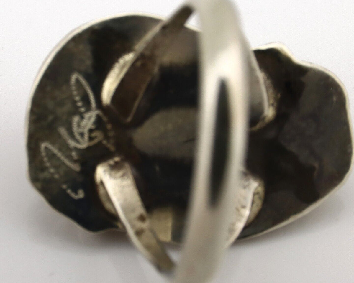 Navajo Ring 925 Silver Sleeping Beauty Turquoise Signed Justin Morris C.80's