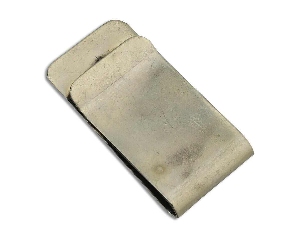 Navajo Money Clip 925 Silver & 999 Nickel Natural Turquoise & Coral Artist C80