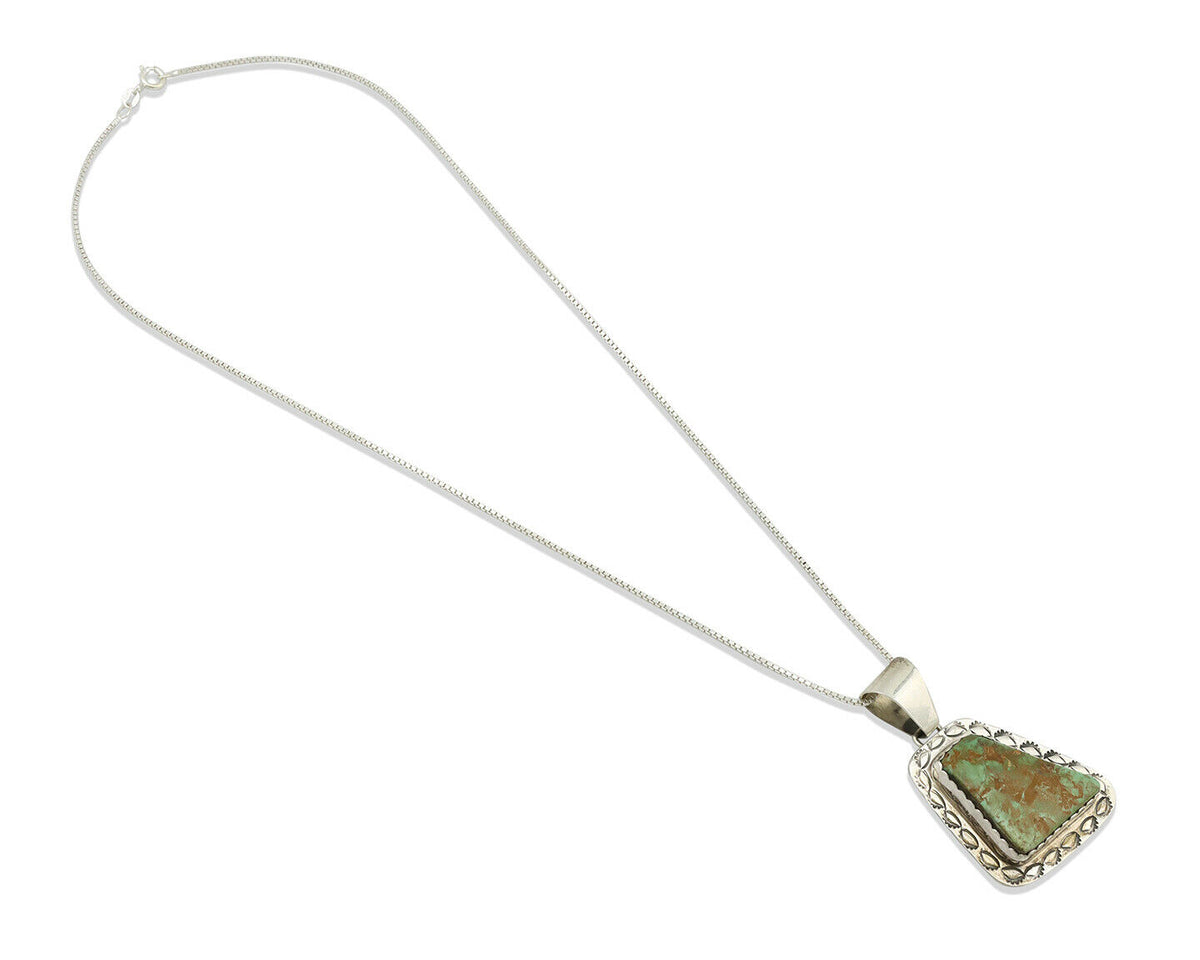 Navajo Pendant .925 Silver Blue Green Turquoise Native Artist C.80's