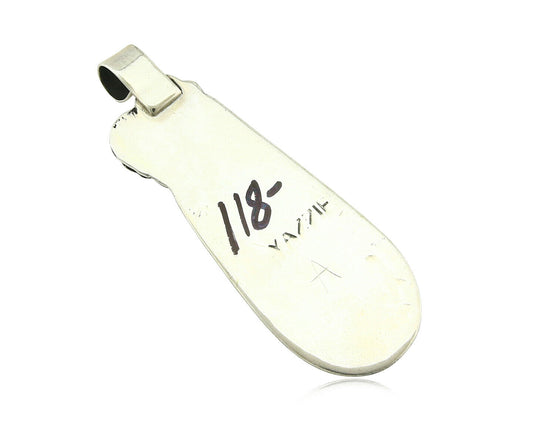 Navajo Pendant .925 Silver Real Natural Pink Mussel Signed Yazzie C.80's