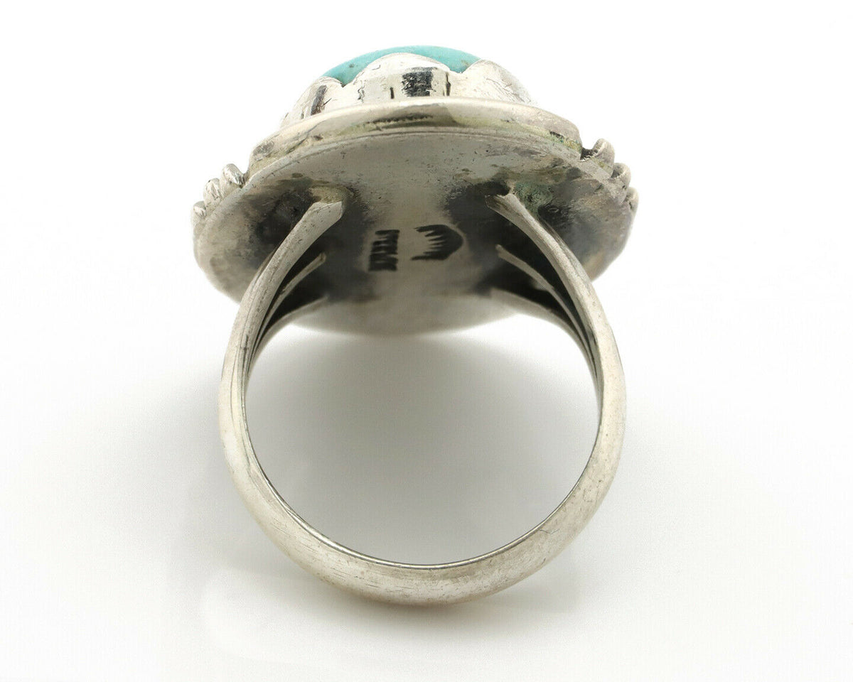 Navajo Ring .925 Silver Turquoise Mountain Apache MFG C.80's
