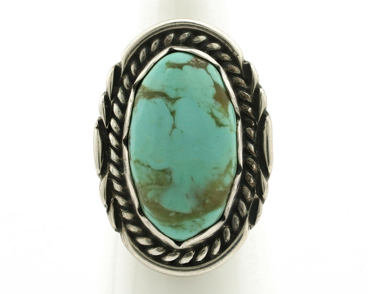 Navajo Ring .925 Silver Turquoise Mountain Apache MFG C.80's