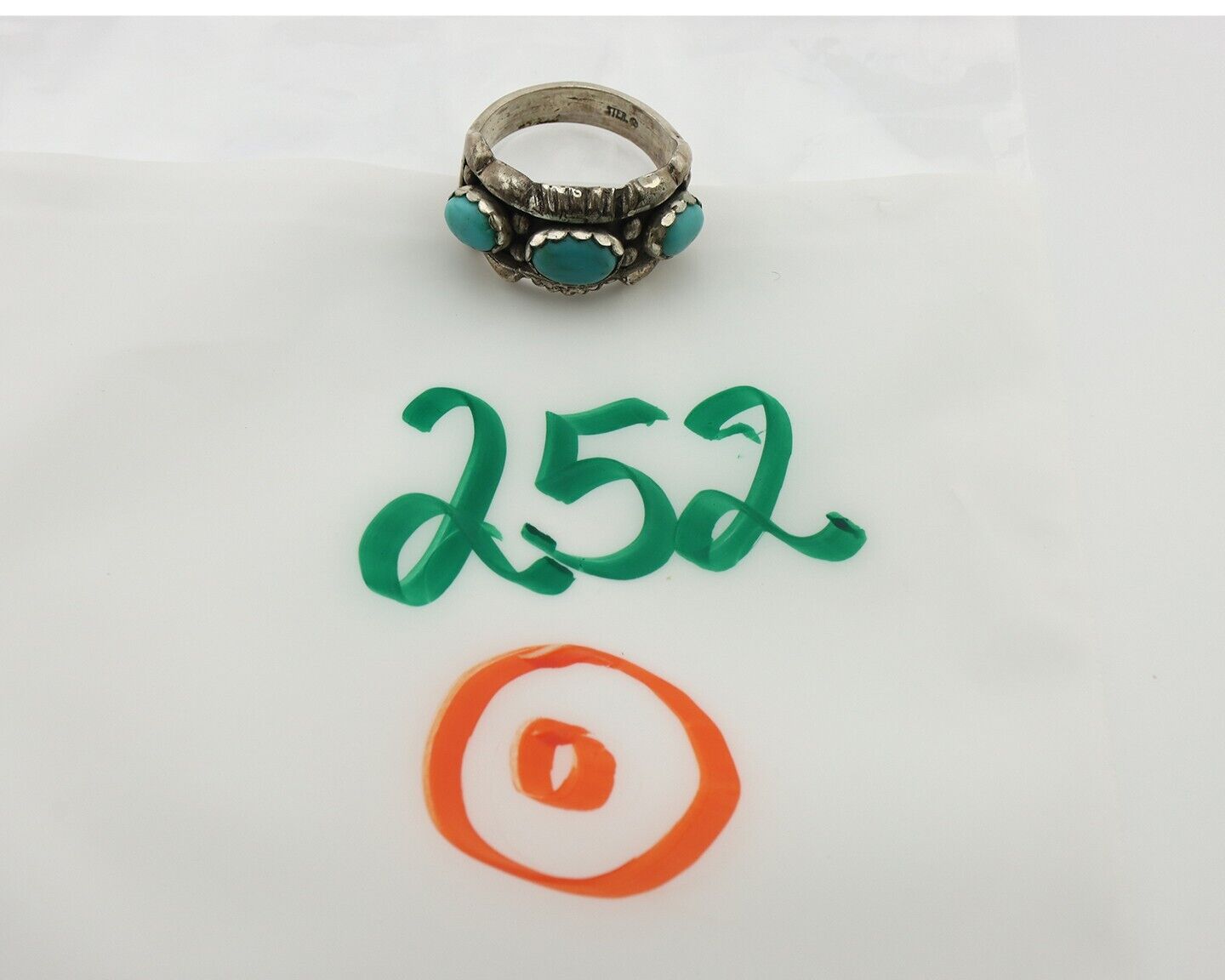 Navajo Ring .925 Silver Natural Blue Turquoise Native American Artist C.80's