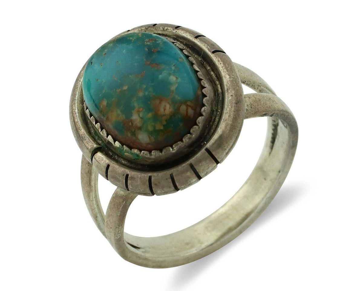 Navajo Ring 925 Silver Blue Turquoise Native American Artist C.80's
