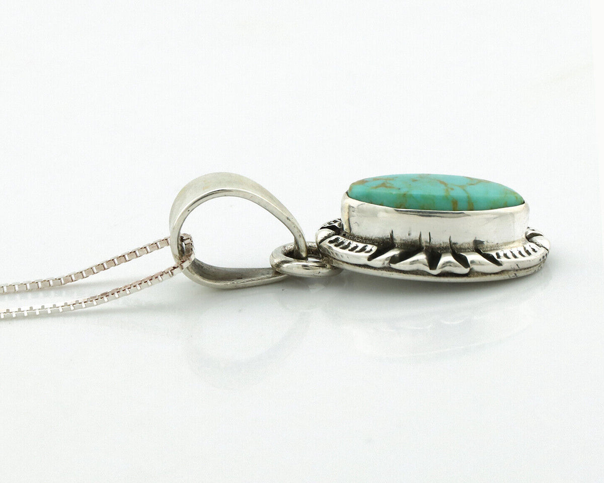 Navajo Necklace 925 Silver Kingman Turquoise Artist Signed Gecko C.80's