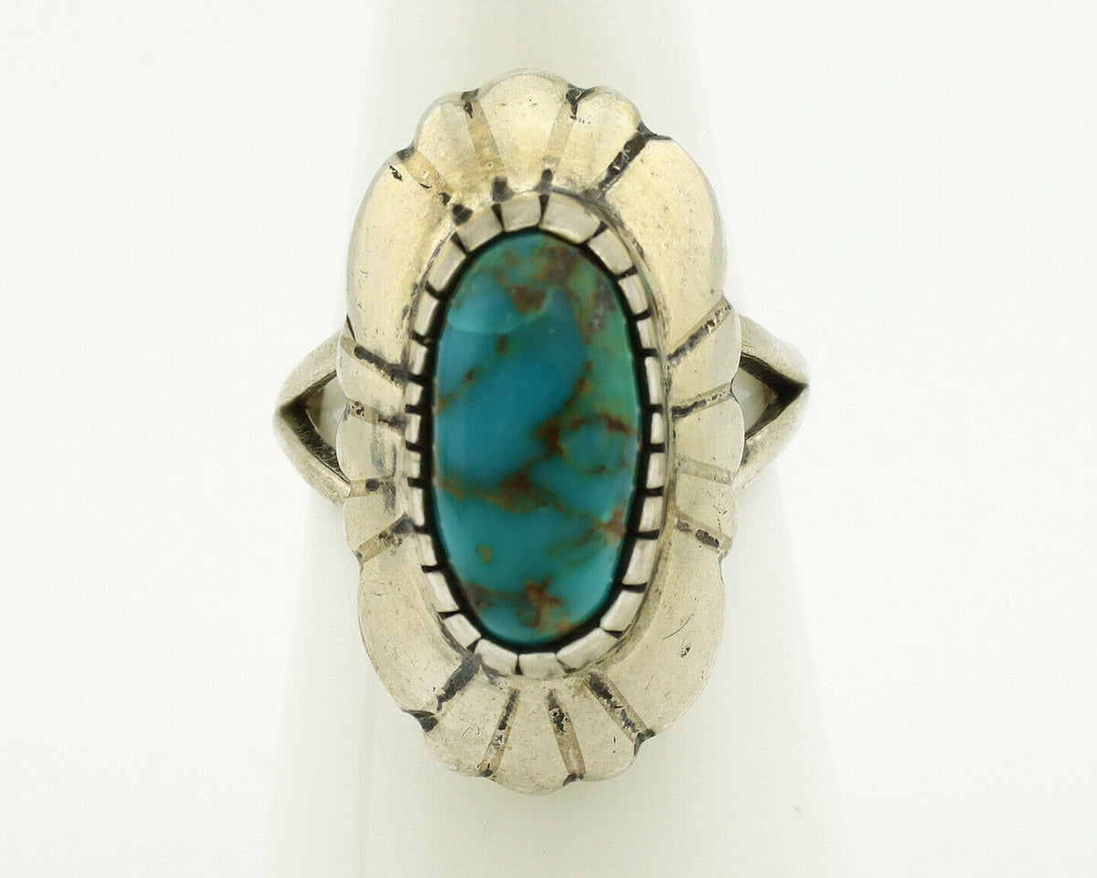 Navajo Ring .925 Silver Arizona Turquoise Signed M Montoya C.80's