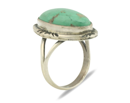 Navajo Ring .925 Silver Natural Turquoise Artist Signed Native American C.80's