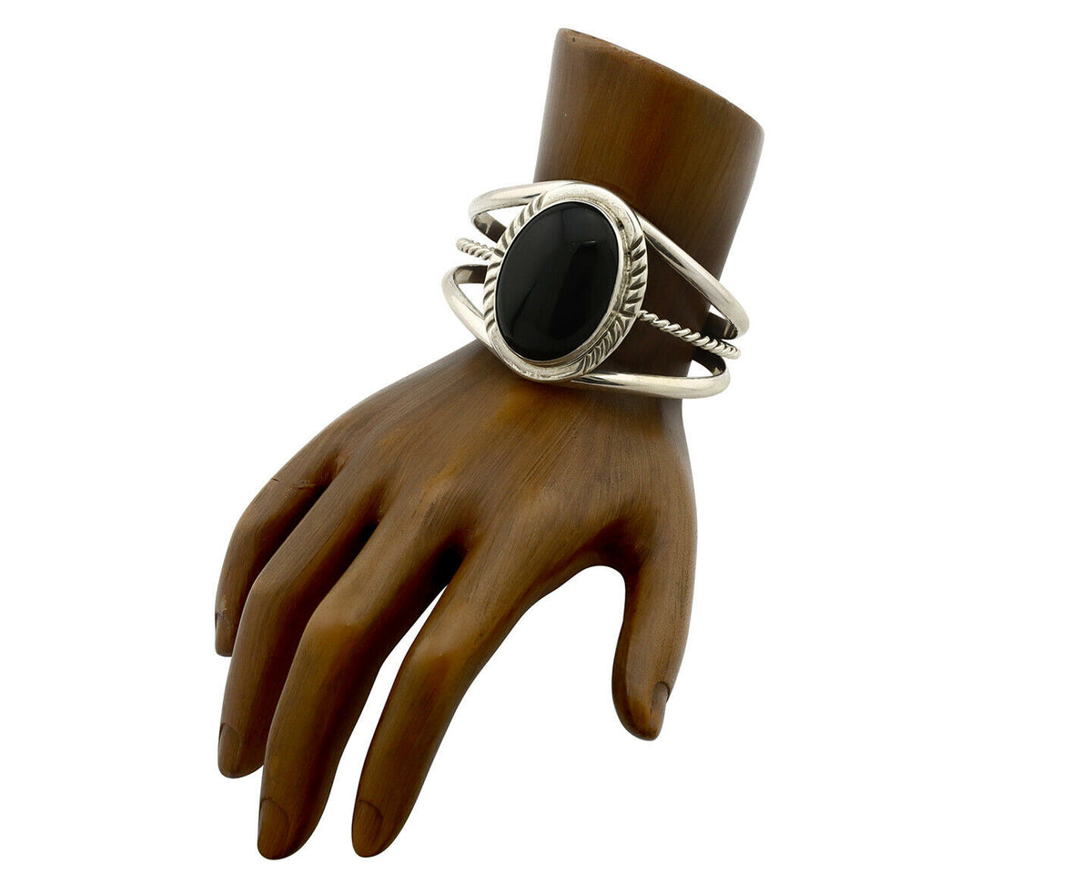 Navajo Bracelet .925 Silver Black Onyx Artist Native American C.90's