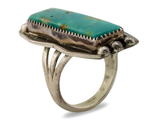 Navajo Ring .925 Silver Kingman Turquoise Artist Signed B C.80's
