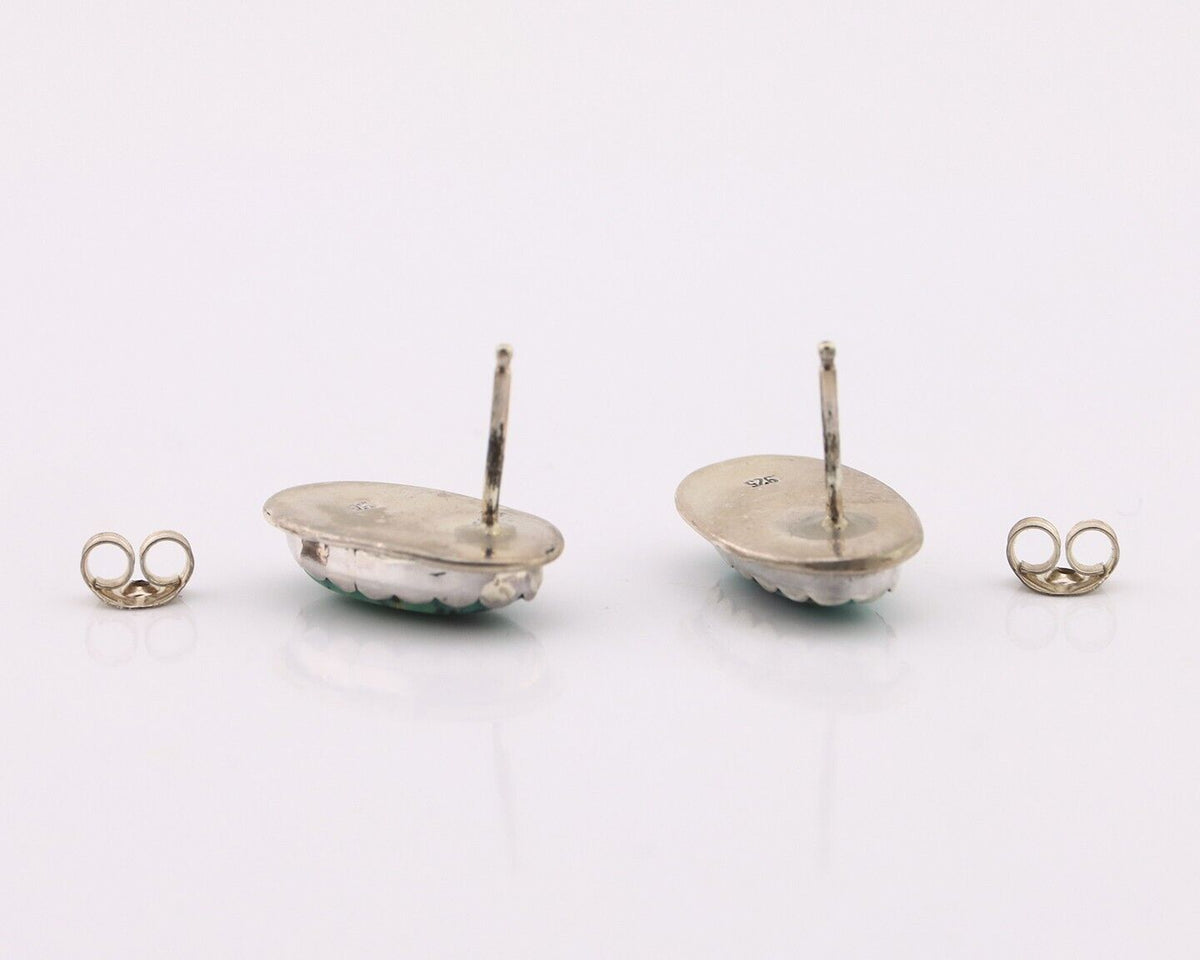Navajo Earrings 925 Silver Natural Blue Turquoise Native American Artist C.90's