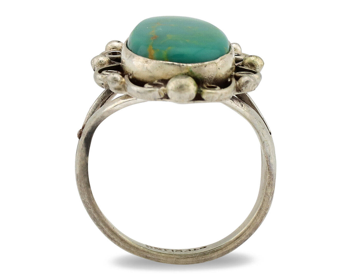 Navajo Ring .925 Silver Kingman Turquoise Artist Signed Billy Eagle C.80's