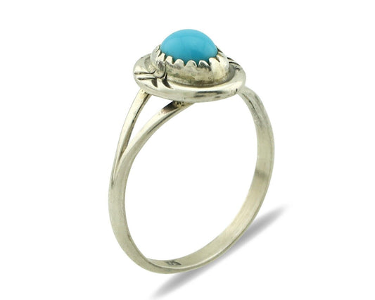 Navajo Ring 925 Silver Blue Turquoise Native American Artist C.80's